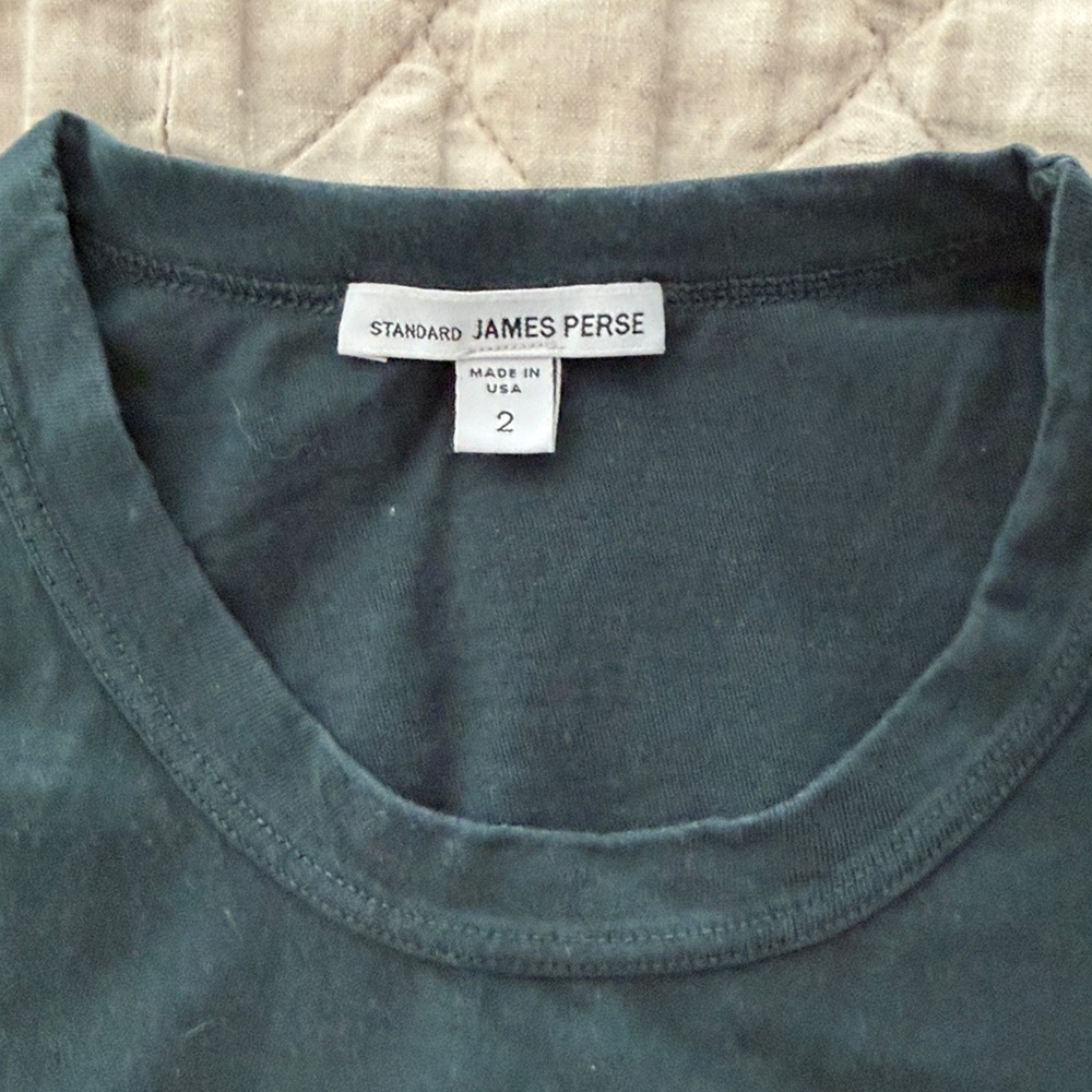 Men’s James Perse Forest Green Short Sleeve Crew (Size 2) - Picture 2 of 5